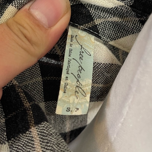 Free People Lace up Western boho Chic  Plaid Gauze Snap Button Up Size S - Picture 6 of 9